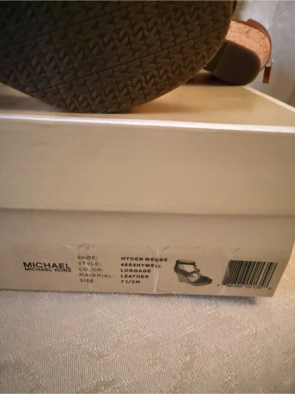 Michael Kors Tan Leather Cork Wedge Sandals